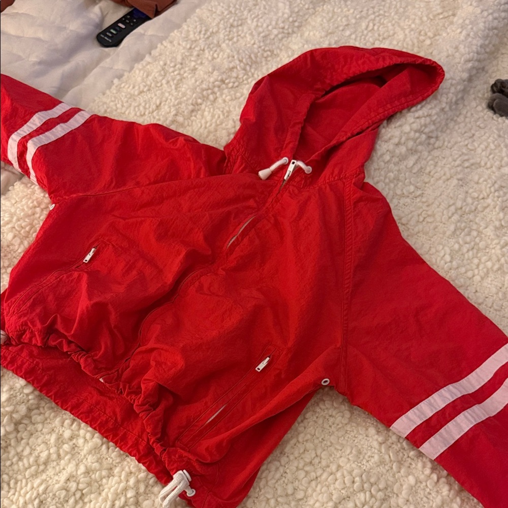 J. Galt Red Hooded Jacket with White Stripes